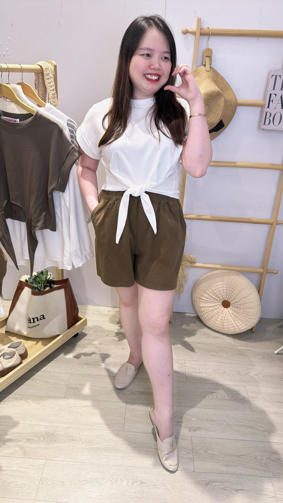 nana经典款绑带收腰好穿棉质上衣