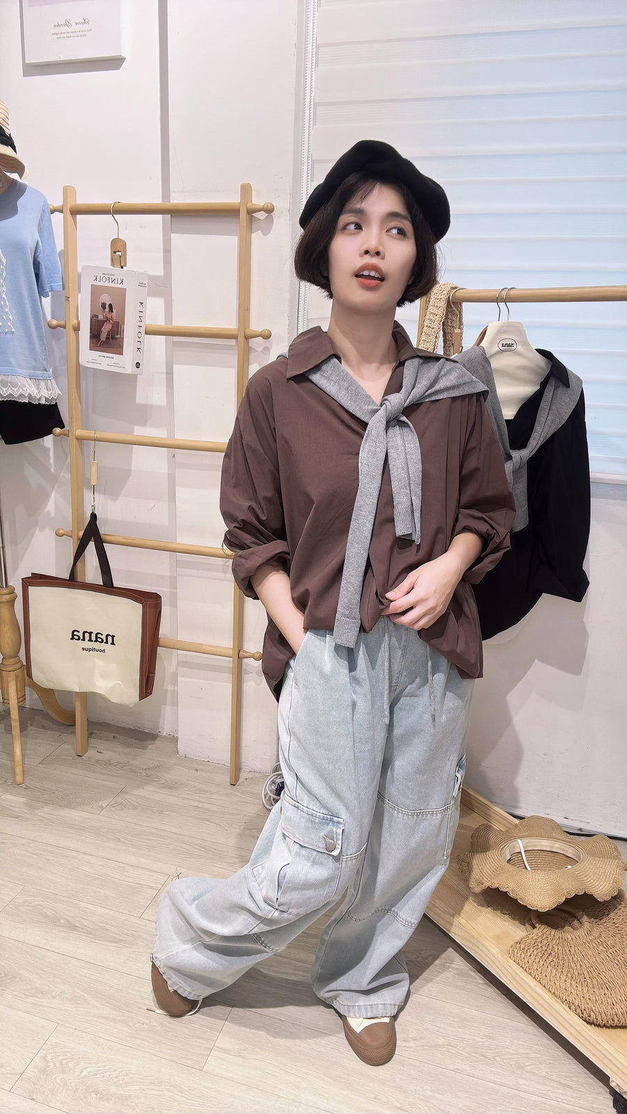 宽松薄衬衫披肩宽松上衣