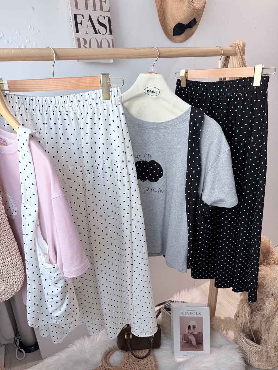 可爱图案波点长裙棉质舒服套装