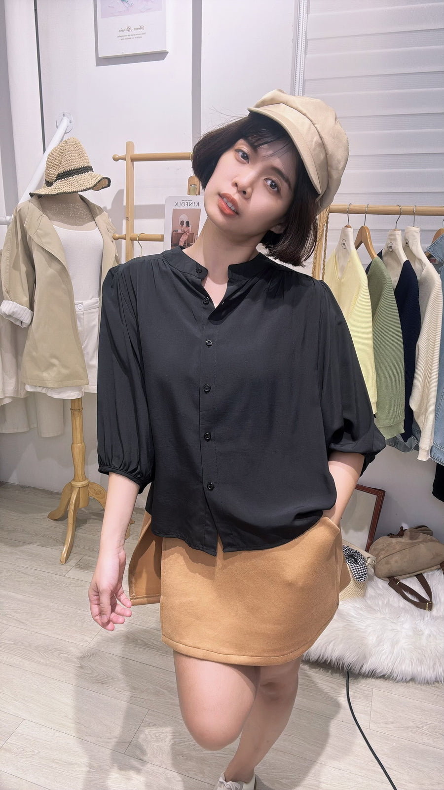 舒服棉麻七分袖衬衫