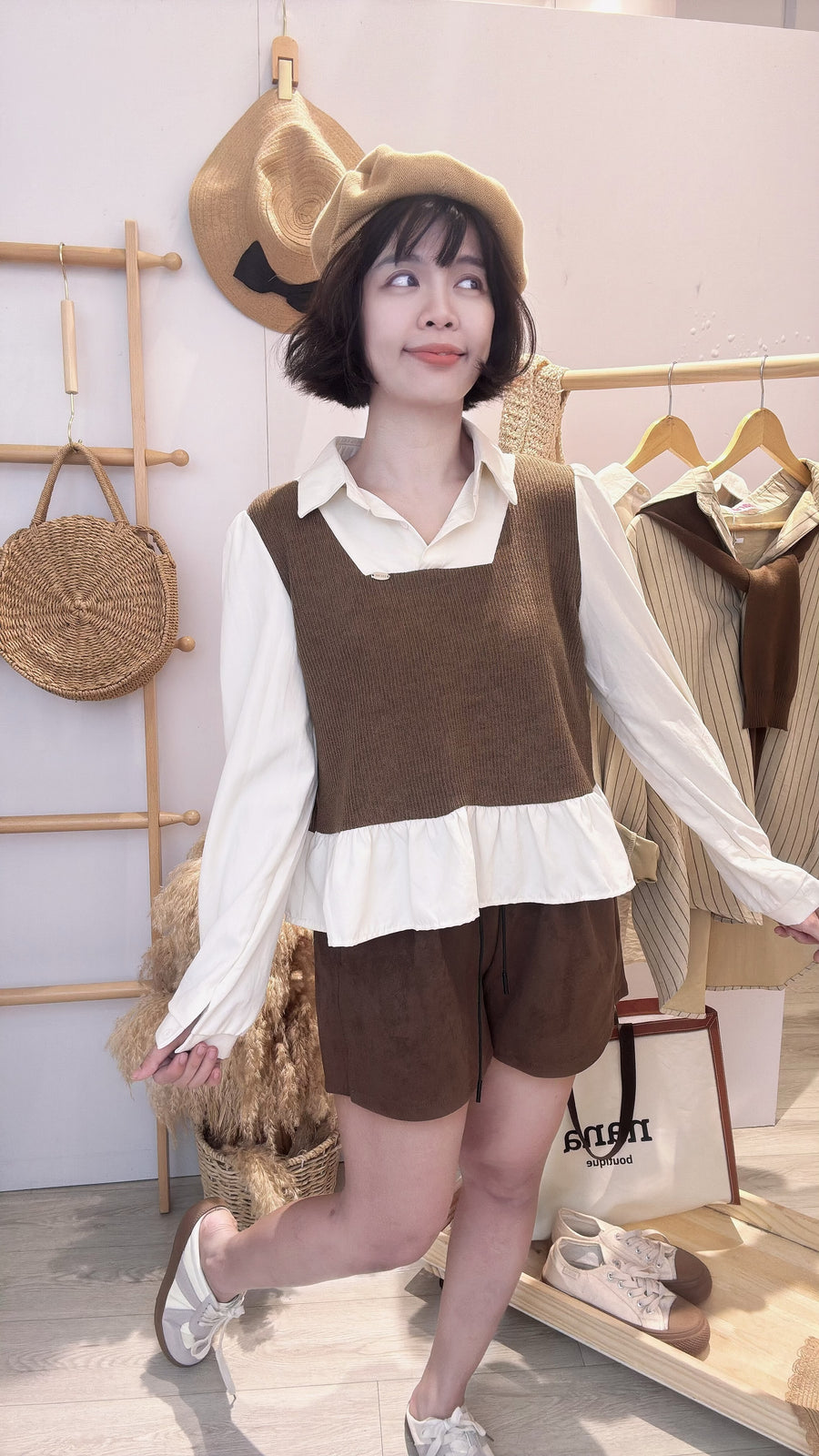 半绒松紧腰短裤