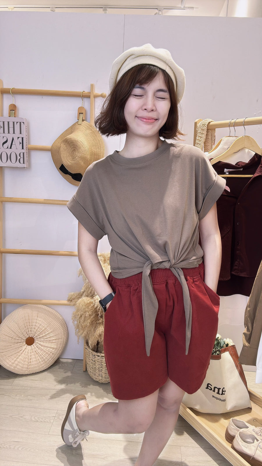 nana经典款绑带收腰好穿棉质上衣