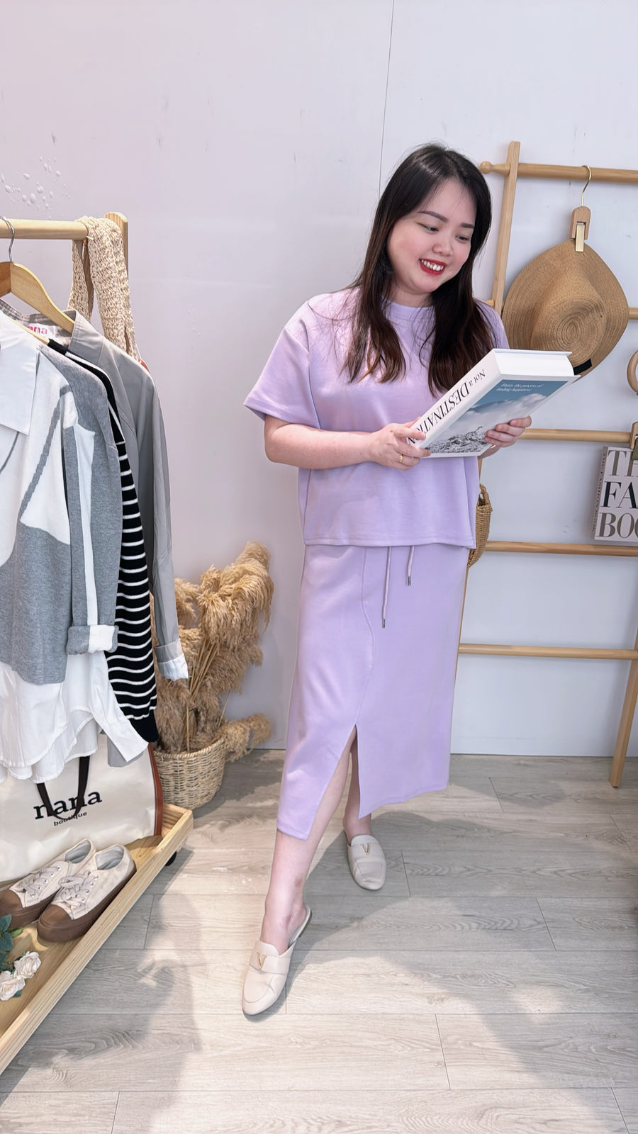 太空棉糖果色开叉长裙套装