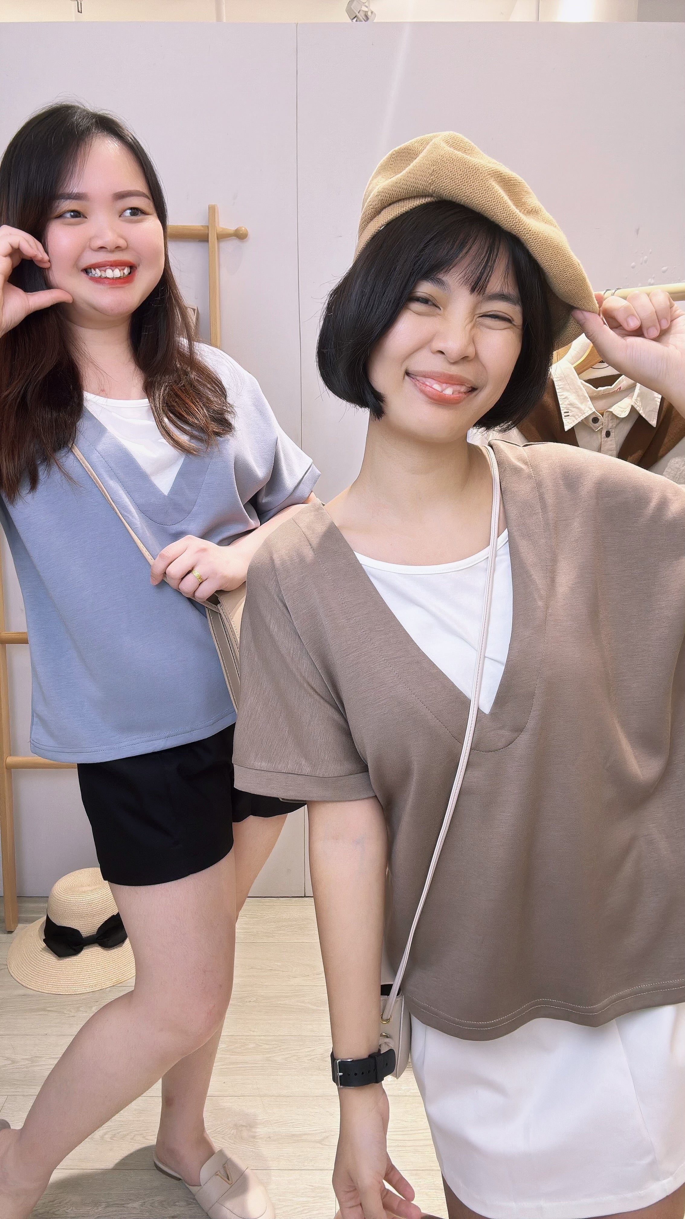 V领太空棉好穿假两件上衣