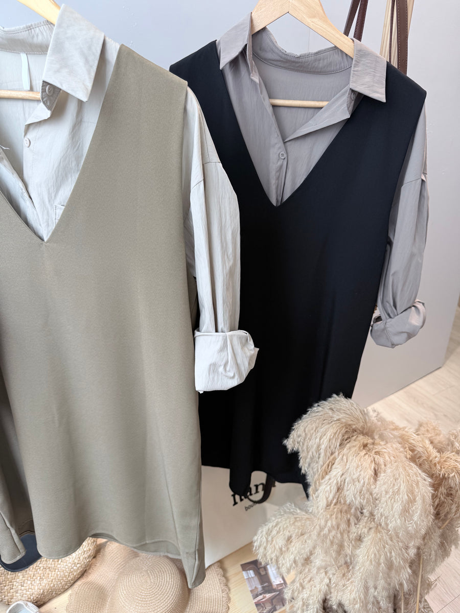 西装并接Polyester两件式短套裙