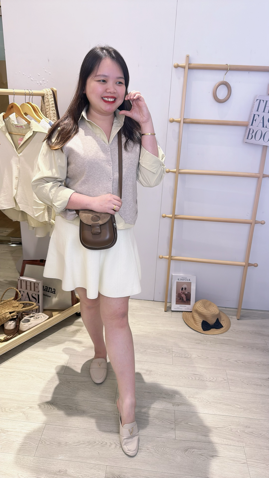 针织并接衬衫两件式上衣