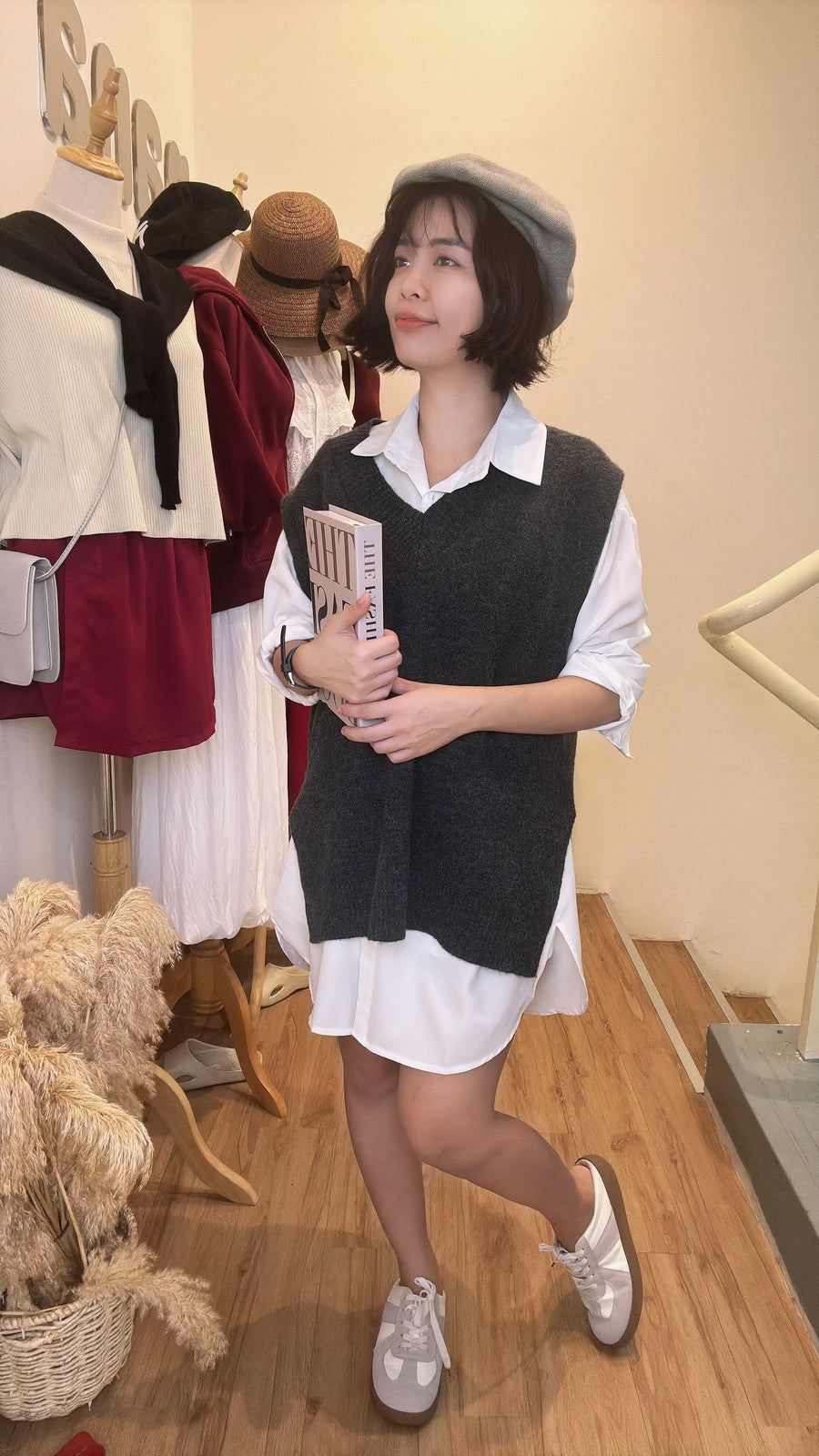 雪纺并接针织短连身裙