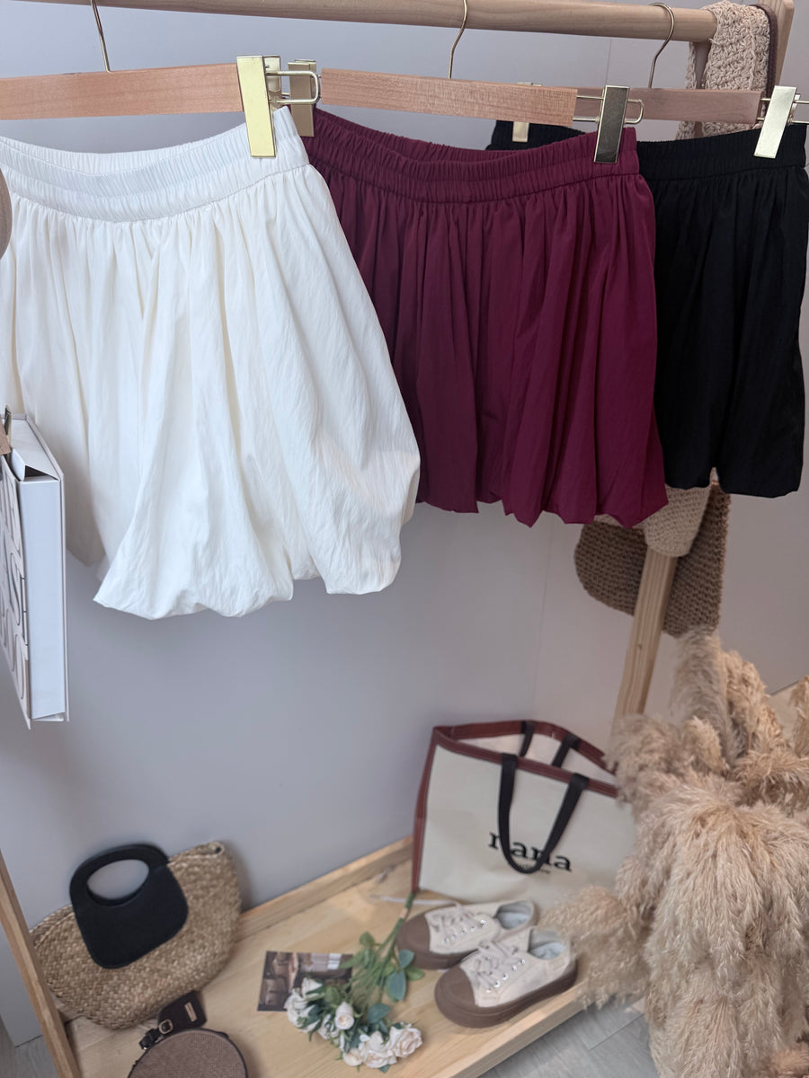 松紧腰泡泡裤裙