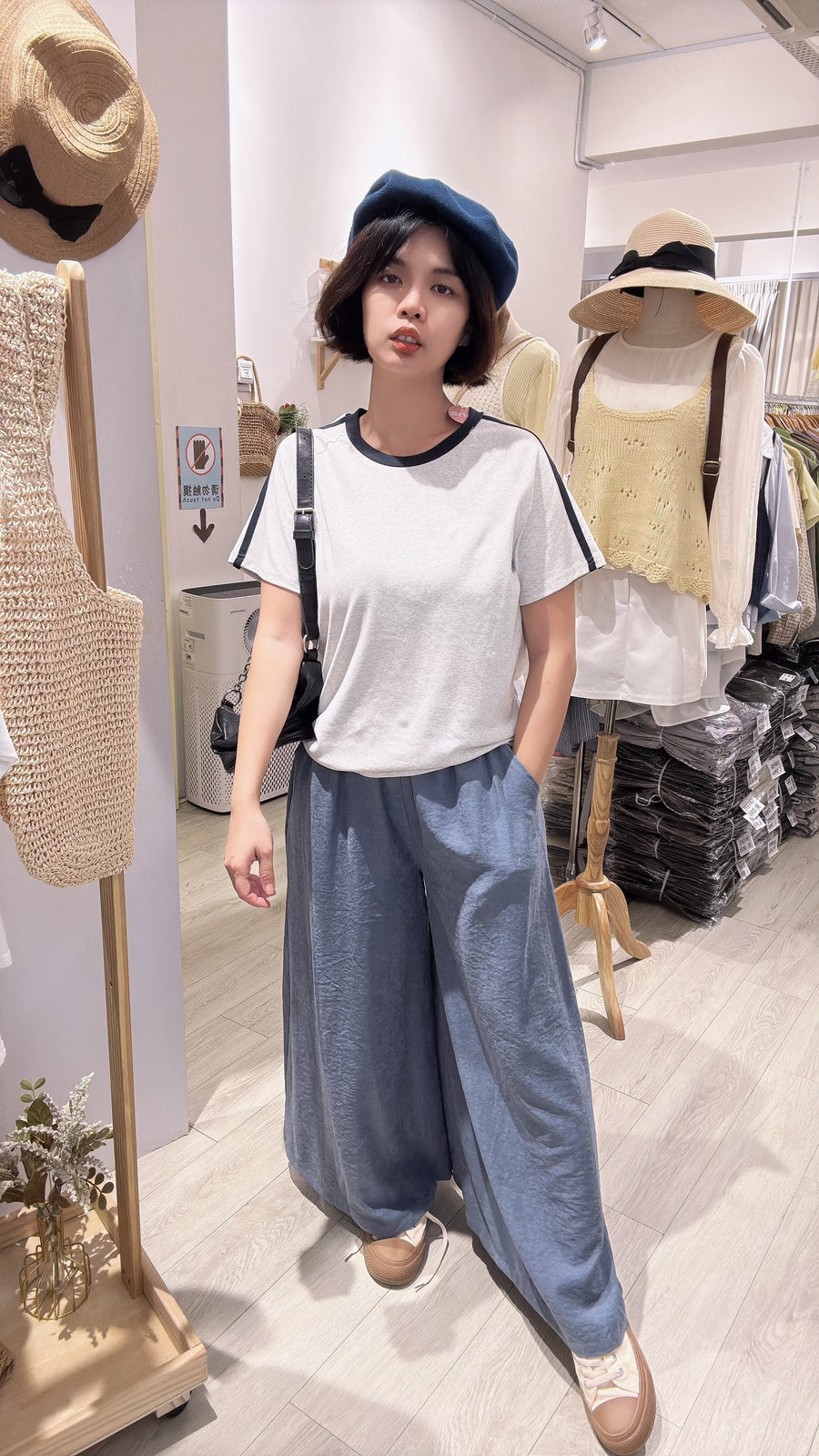 圆领两条线好好穿纯棉上衣