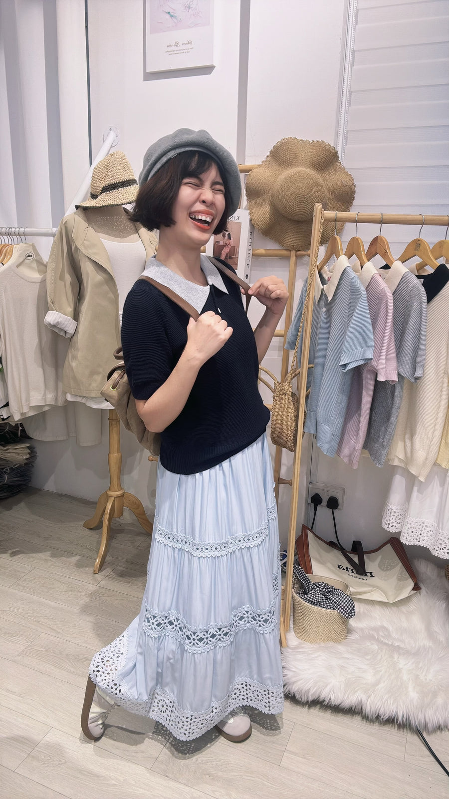 Polo领甜美生活够力软针织上衣
