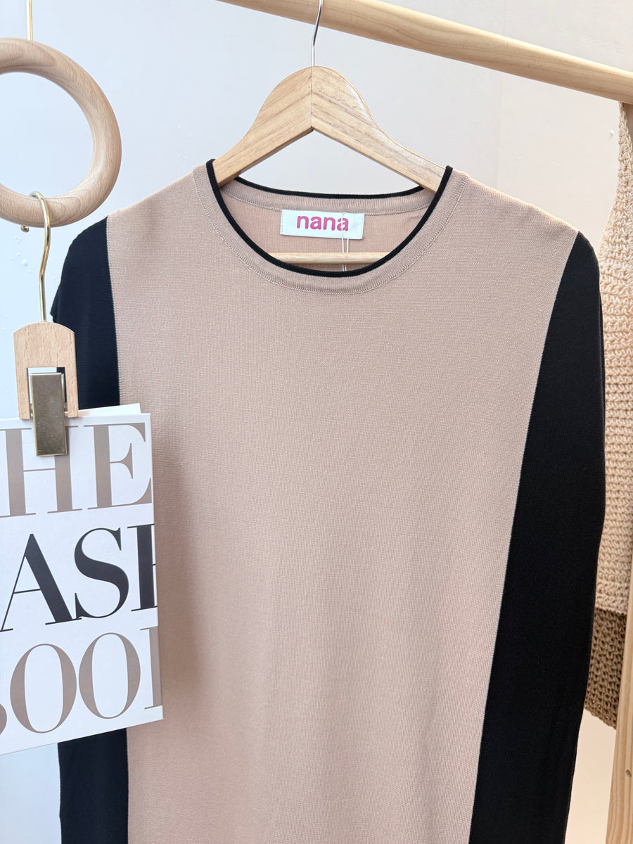 出袖冰丝针织撞色套裙