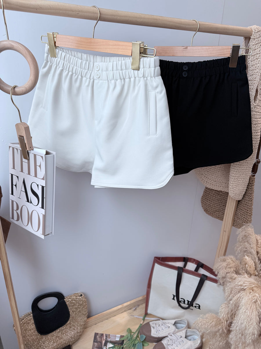 西装松紧腰百搭短裤