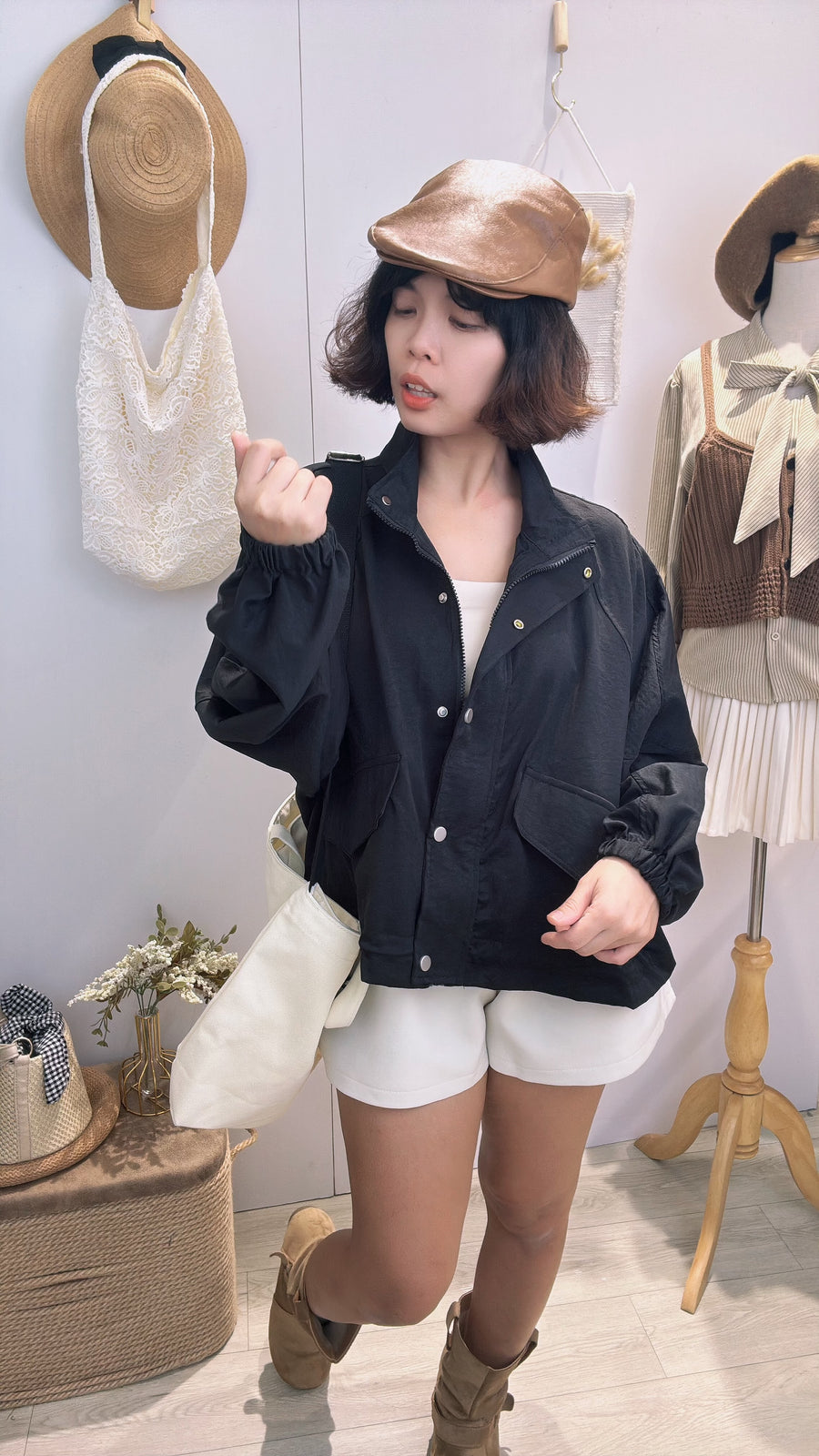 ￼帅气防水polyster宽松单衣外套❤️