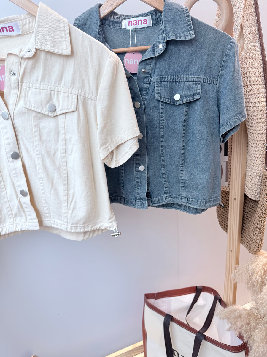 牛仔短版百搭软上衣