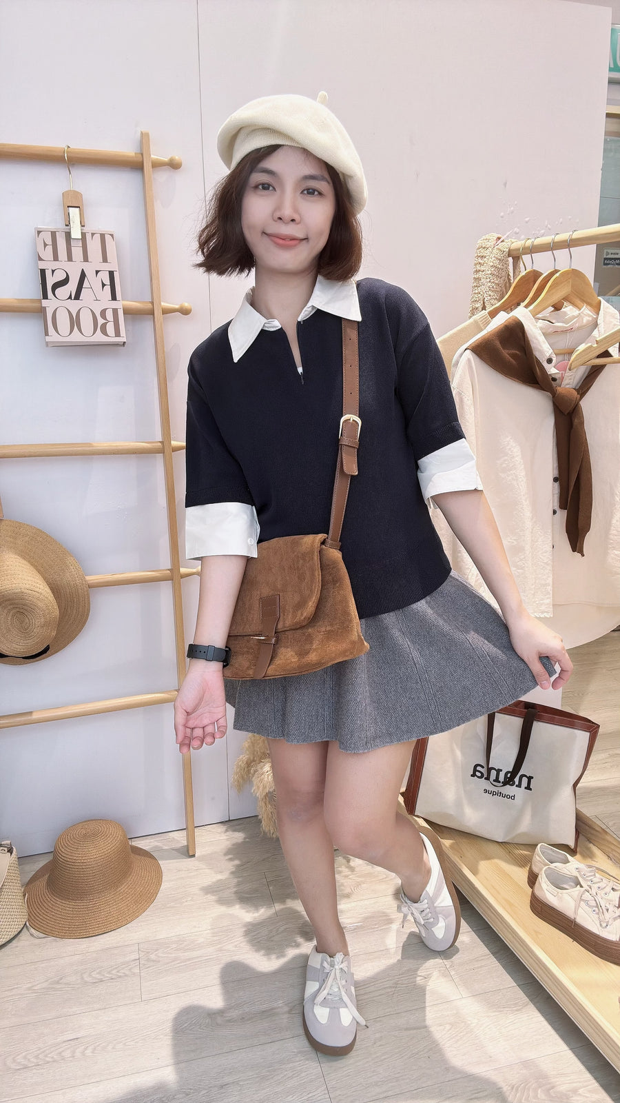 冰丝针织撞色上衣