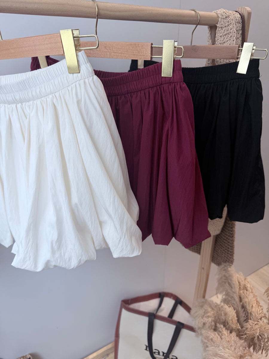 松紧腰泡泡裤裙