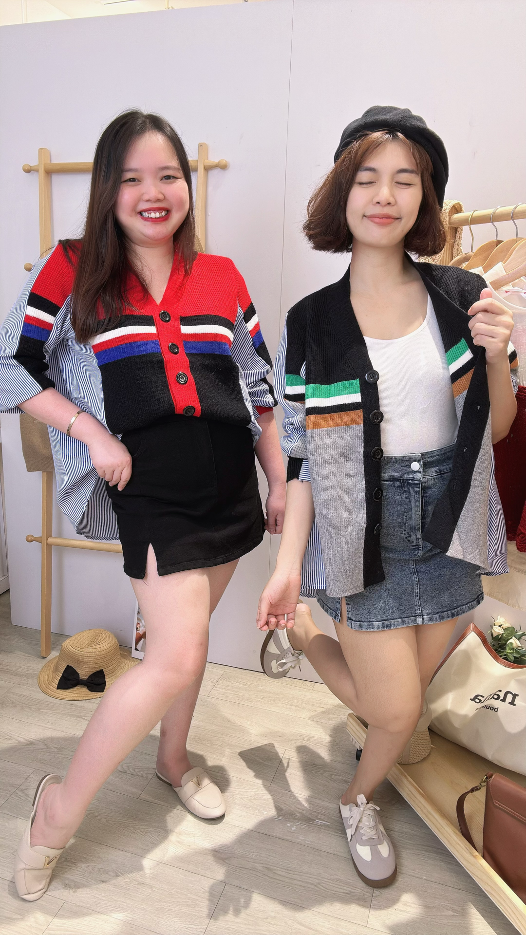 漂亮宽松针织并接衬衫上衣