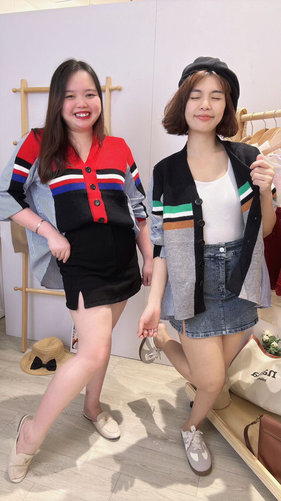 漂亮宽松针织并接衬衫上衣