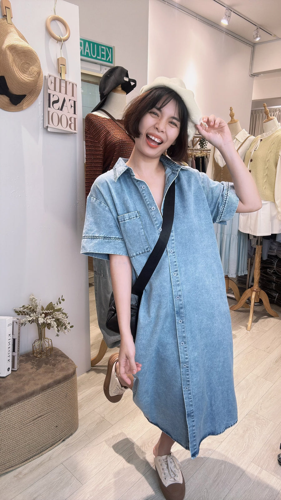 显瘦牛仔长套裙
