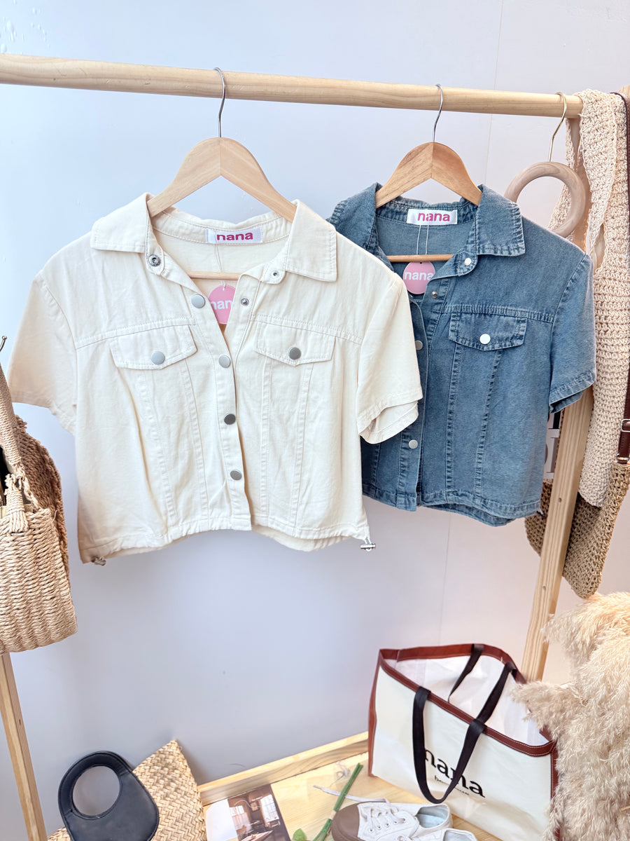 牛仔短版百搭软上衣