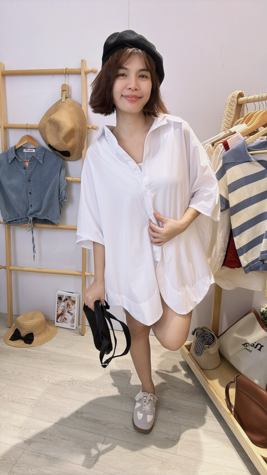 高质量滑雪纺有型超大宽松衬衫