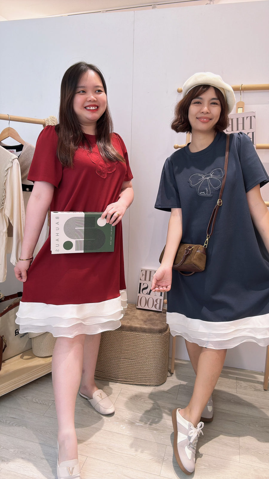 蝴蝶结棉质下网纱连身裙