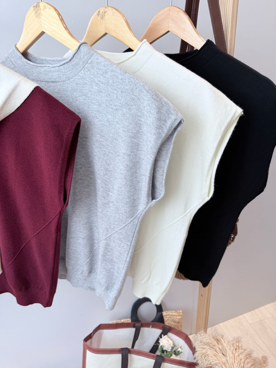 针织高领出袖上衣