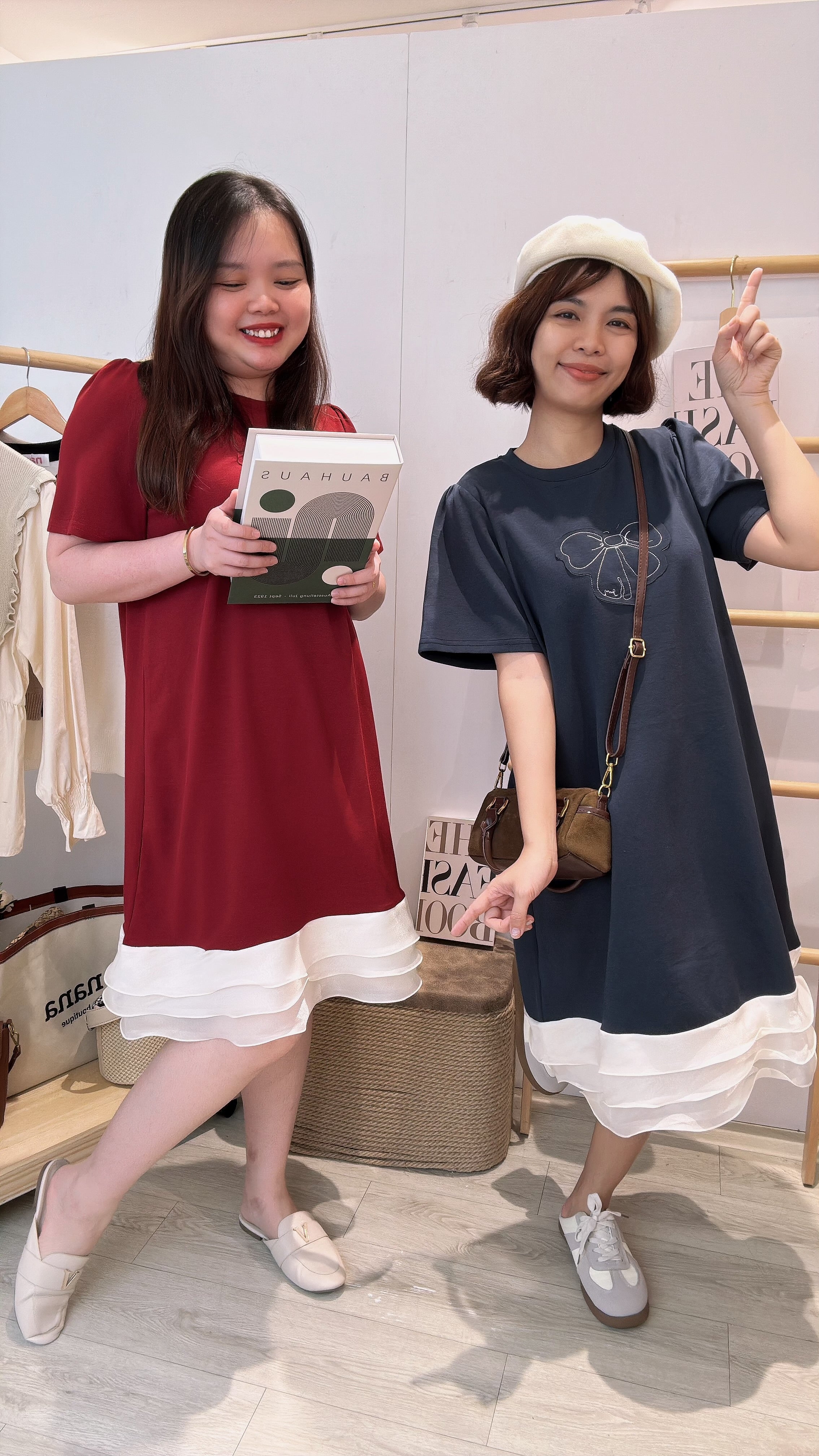 蝴蝶结棉质下网纱连身裙