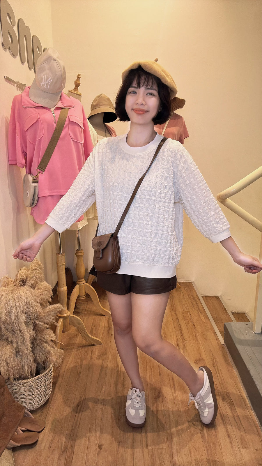 甜美泡泡棉宽松上衣