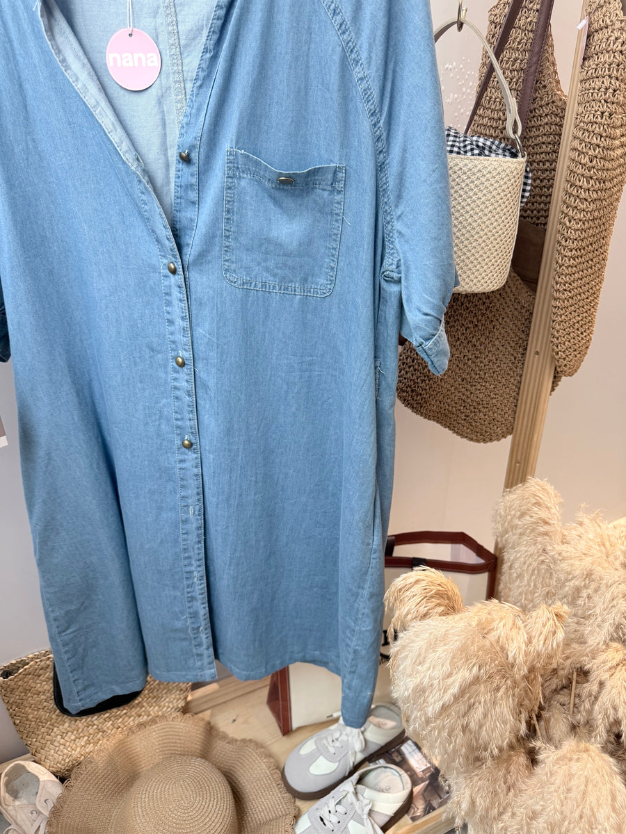 软牛仔直身连身裙