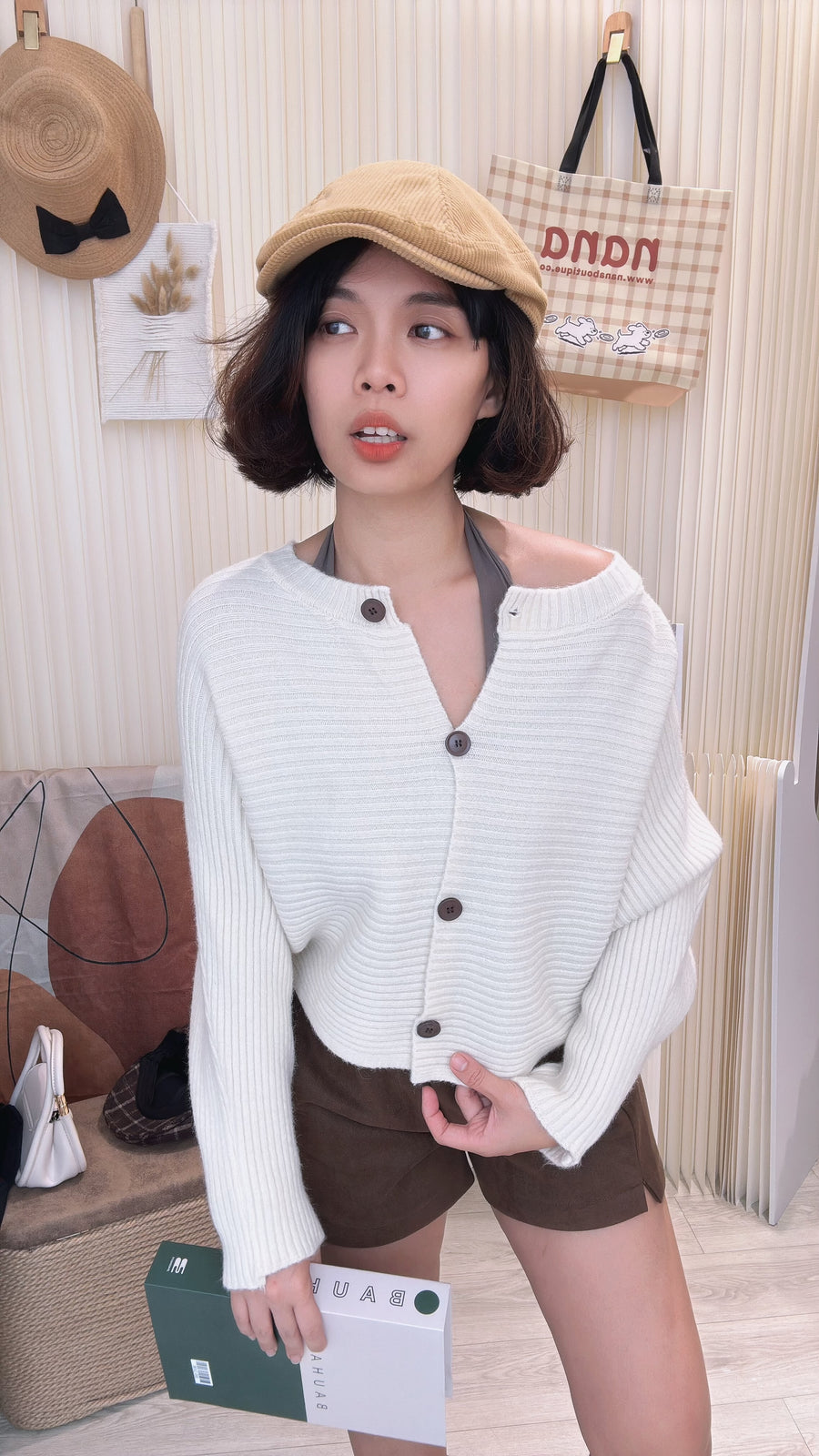韩风针织软软短版外套