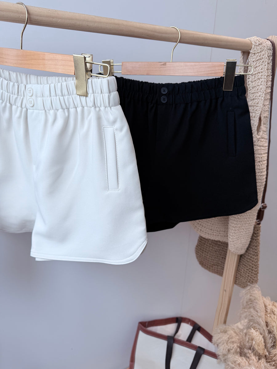 西装松紧腰百搭短裤