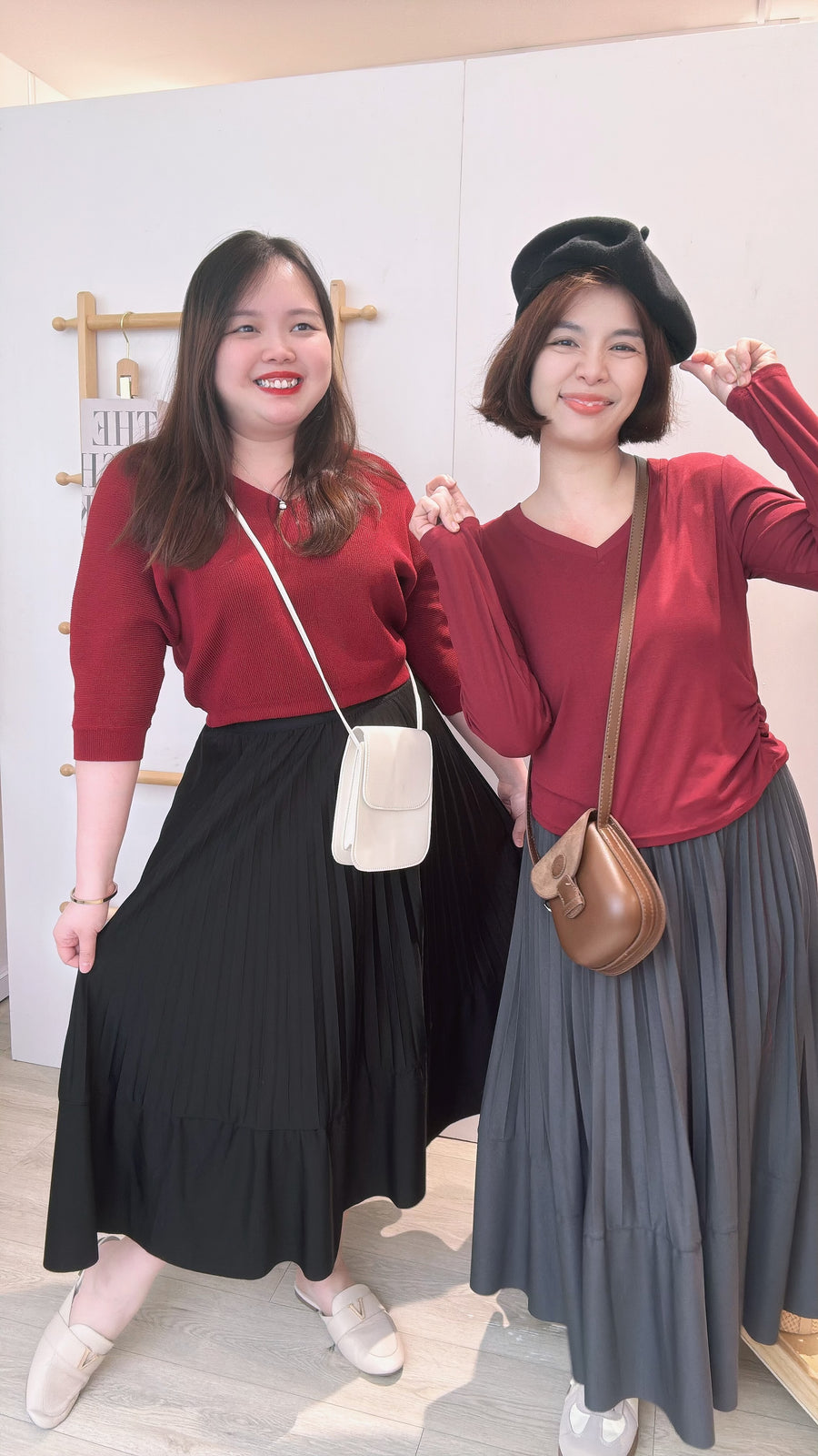 西装雪纺百折半长裙