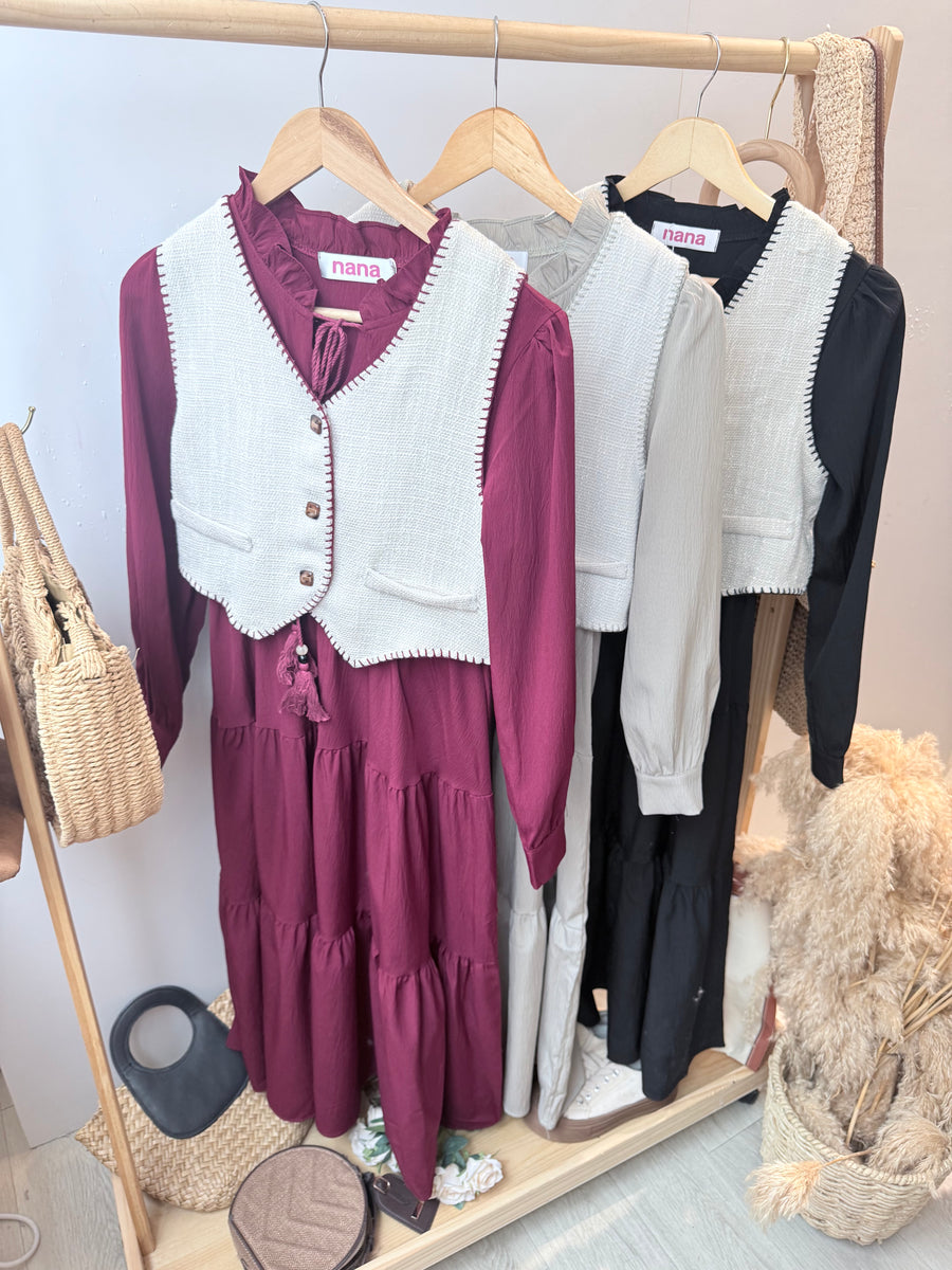 韩式雪纺并收腰马甲公主装