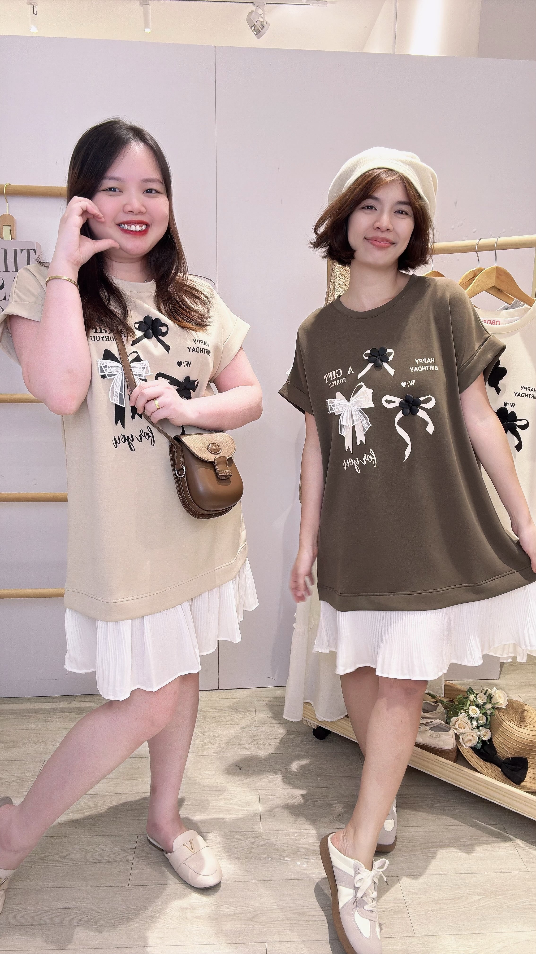 太空棉印花图案并接雪纺套裙