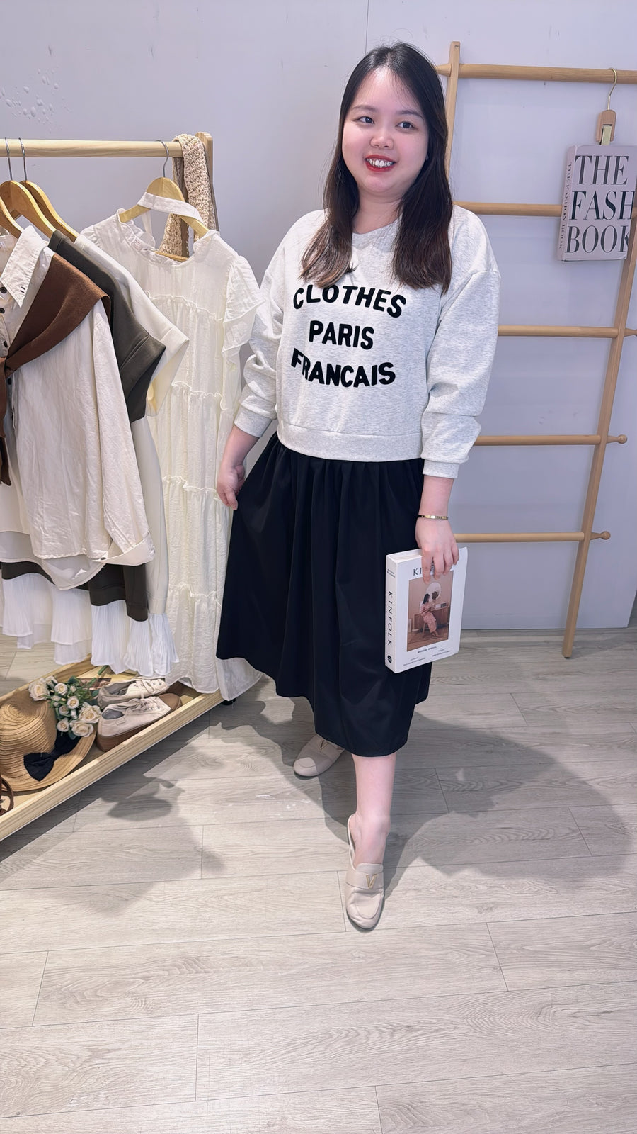 卫衣面料并接雪纺套裙