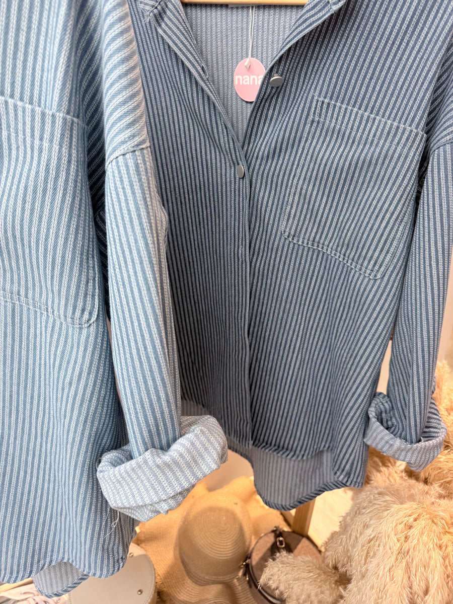 帅气牛仔条纹外套单衣