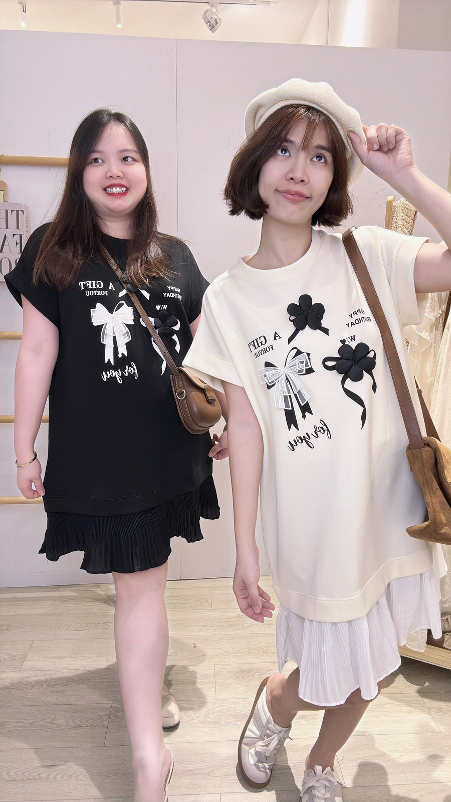 太空棉印花图案并接雪纺套裙