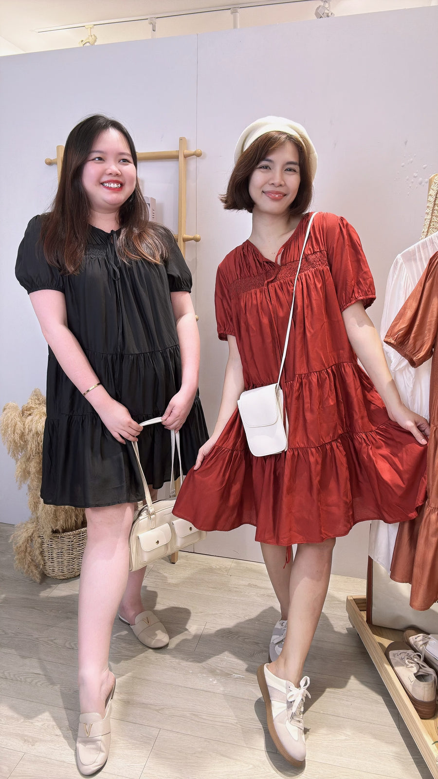 独家雪纺泡泡袖连身裙