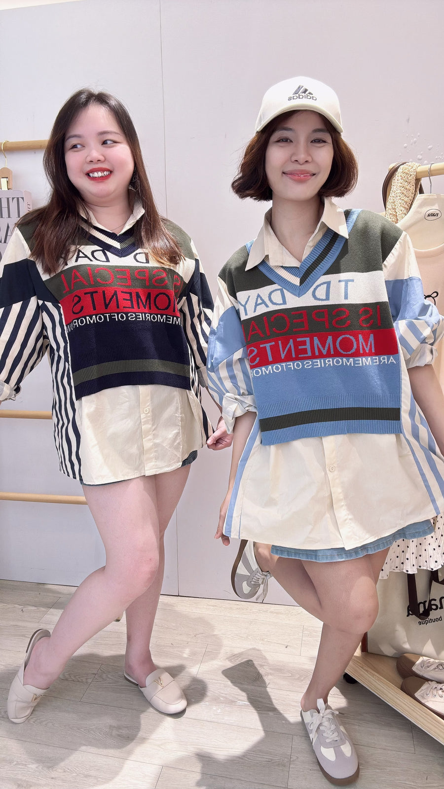 针织撞色并接线条衬衫