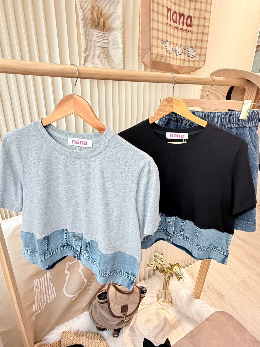 Cotton并牛仔短上衣