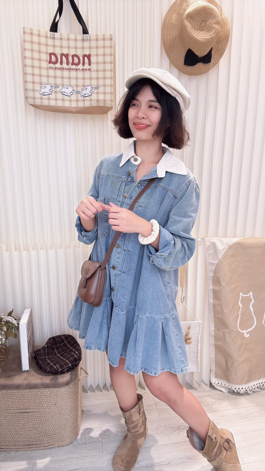 甜美牛仔半长衣