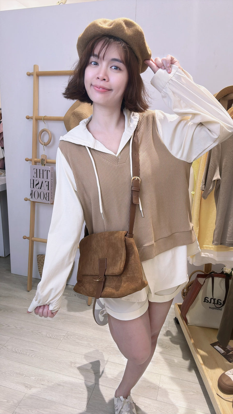 复古条纹撞色雪纺家两件连帽上衣