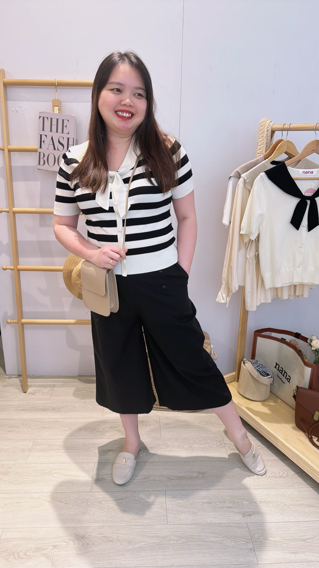 麻料松紧腰八分裤