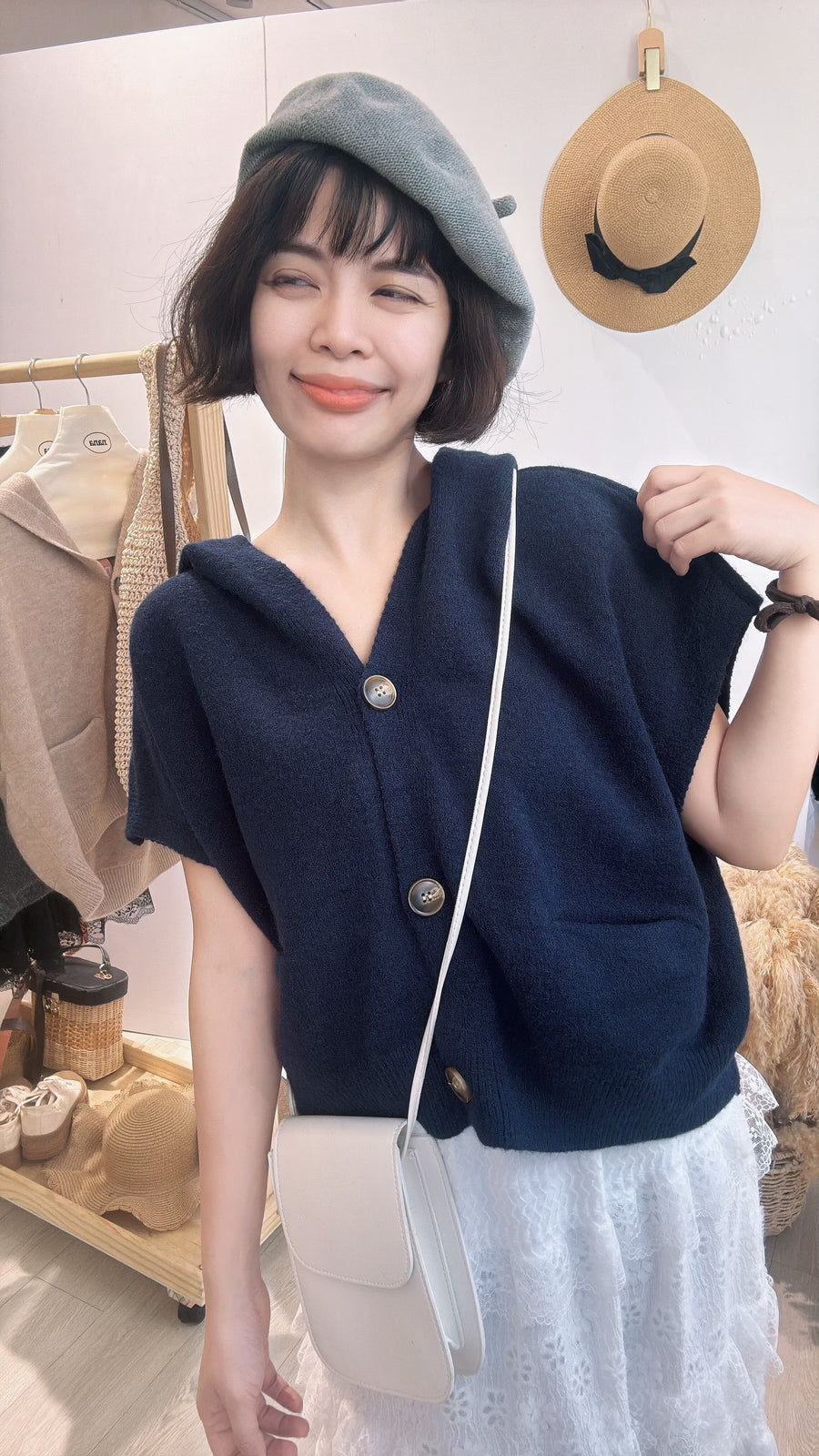 小厚软毛毛针织连帽外套