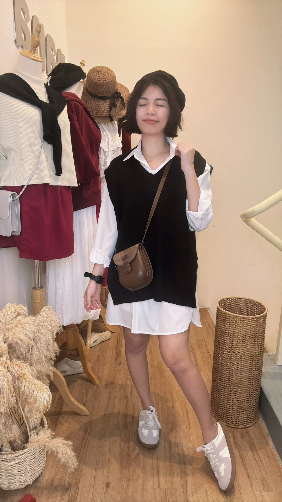 雪纺并接针织短连身裙