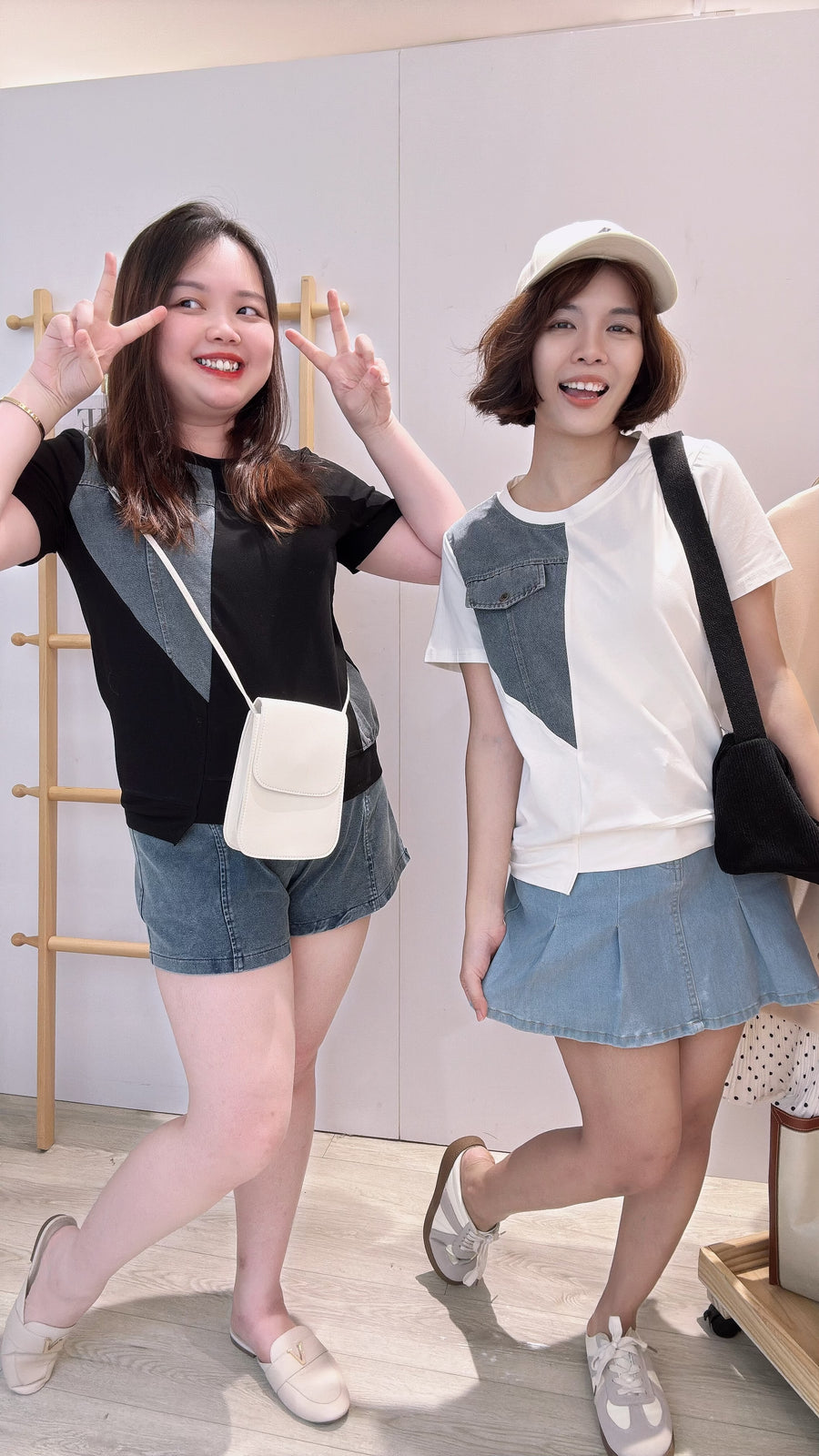 不规则棉质并接牛仔上衣