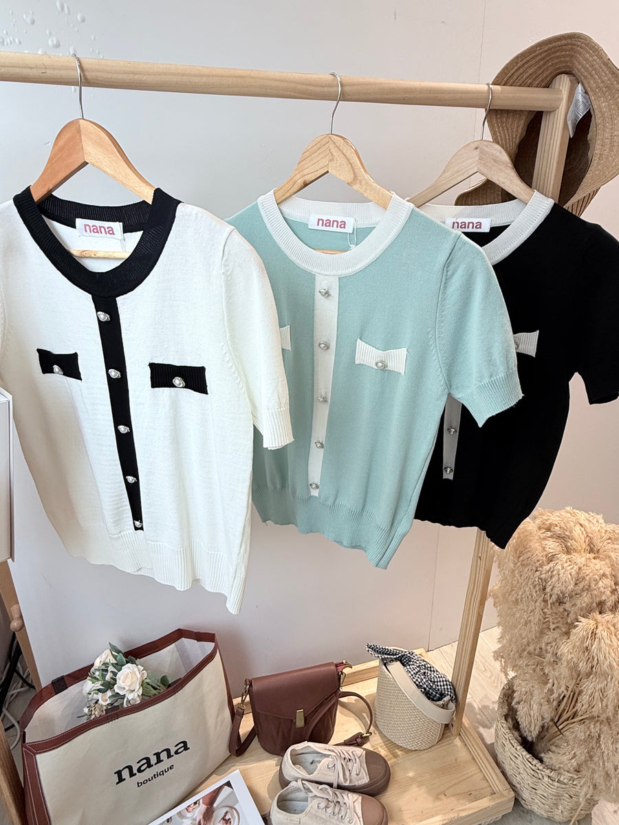 气质薄款好穿针织假钮上衣