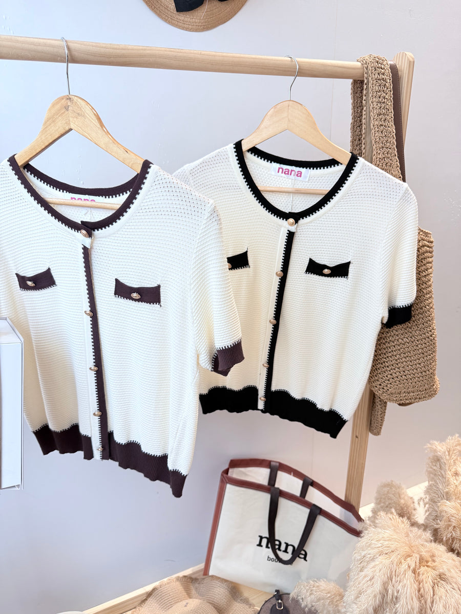 气质假纽小香风大弹针织上衣