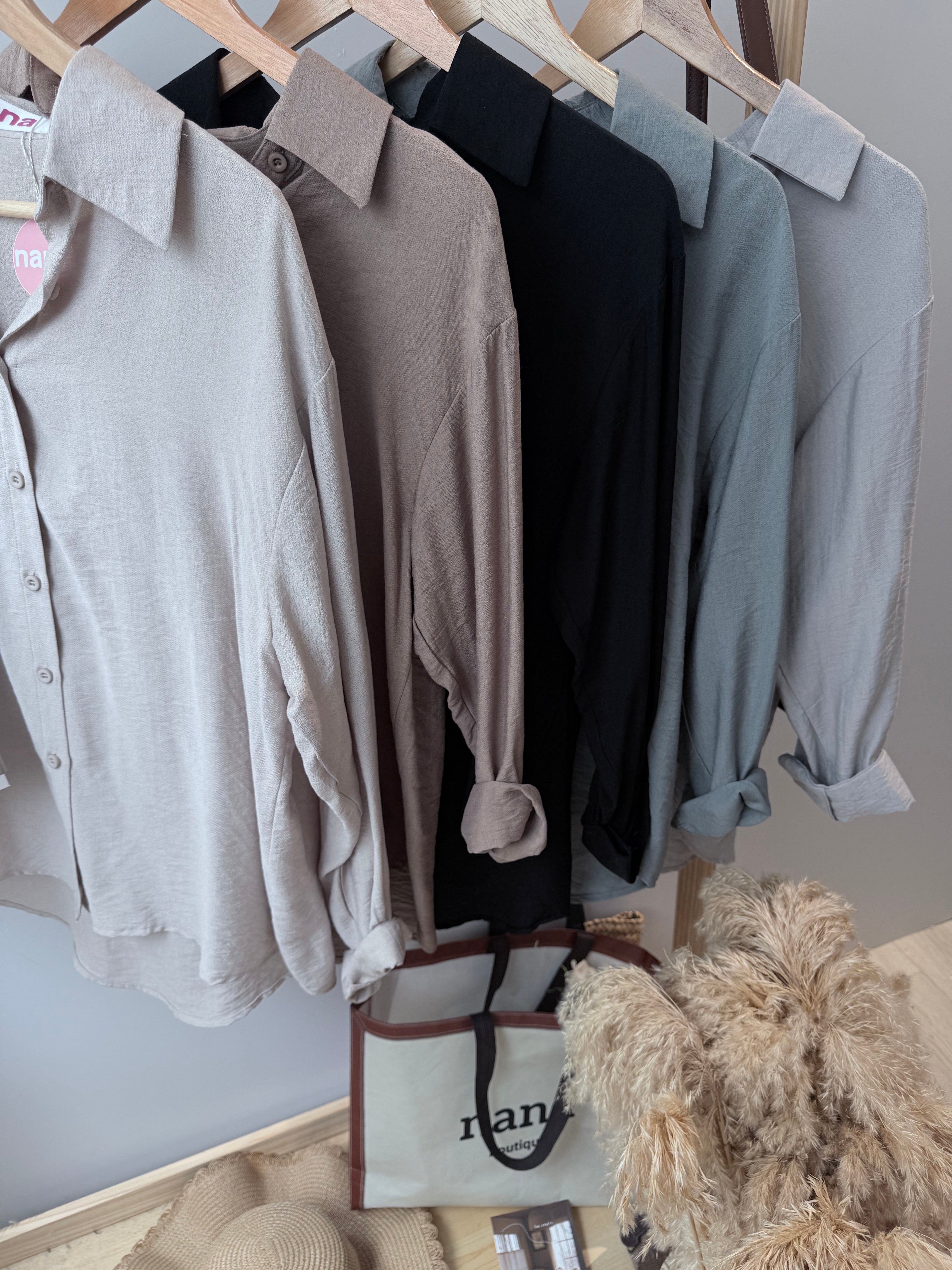 单色软软棉麻衬衫